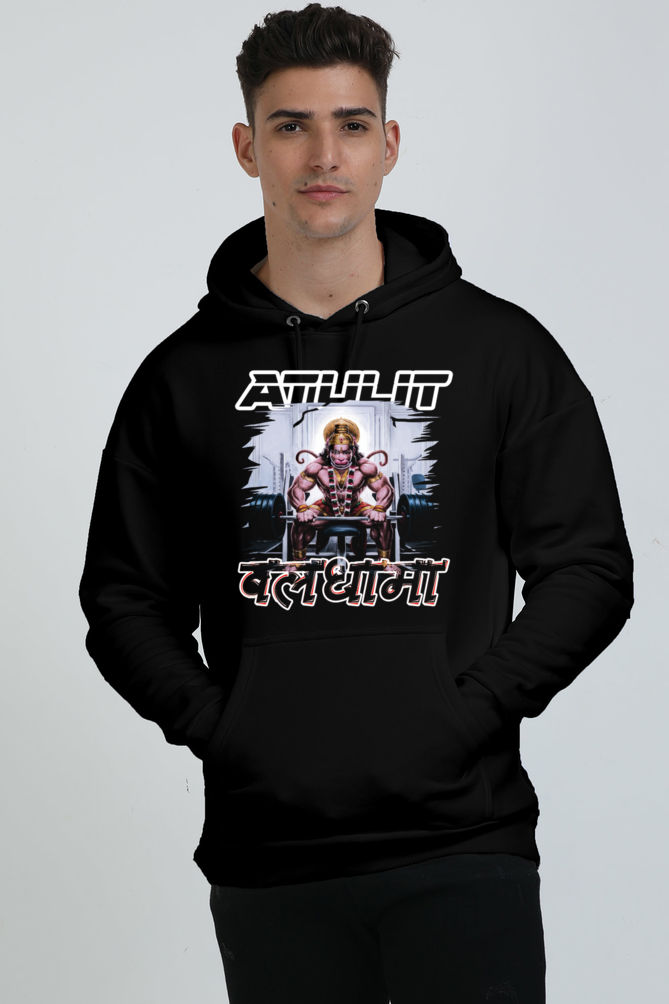 Hanuman Devotional Power Oversized Hooded Sweatshirt T-Shirts for Men Vastrdhamm