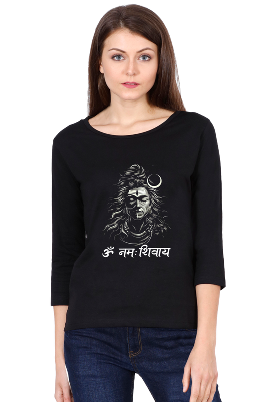 Shiv Ji Om Namah Shivaya Round Neck Full Sleeve T-Shirts for Women Vastrdhamm