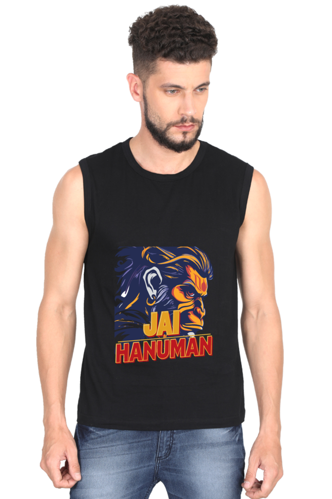 Hanuman Bhakt Round Neck Sleeveless T-Shirts for Men Vastrdhamm