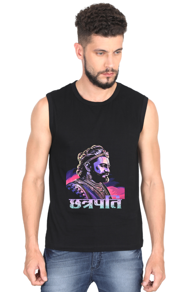 Shivaji Maharaj Warrior Spirit Round Neck Sleeveless T-Shirts for Men Vastrdhamm