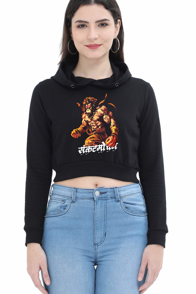 Hanuman Bhakti YogaCrop Hoodies for Women Vastrdhamm