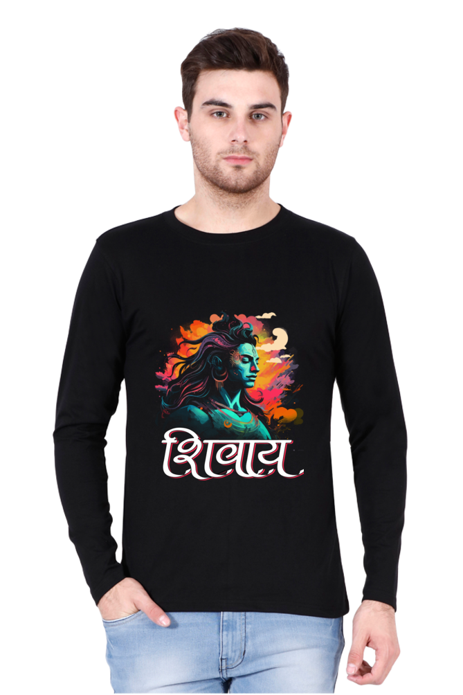 Shiv Ji Trishul Power Round Neck Full Sleeve T-Shirts for Men Vastrdhamm