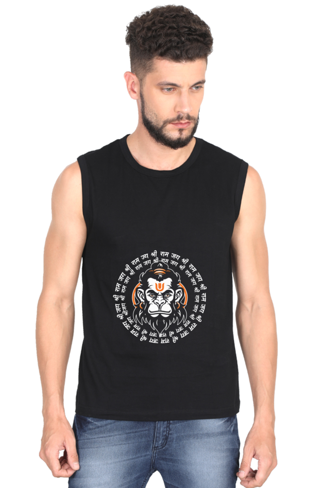 Hanuman Energy Round Neck Sleeveless T-Shirts for Men Vastrdhamm