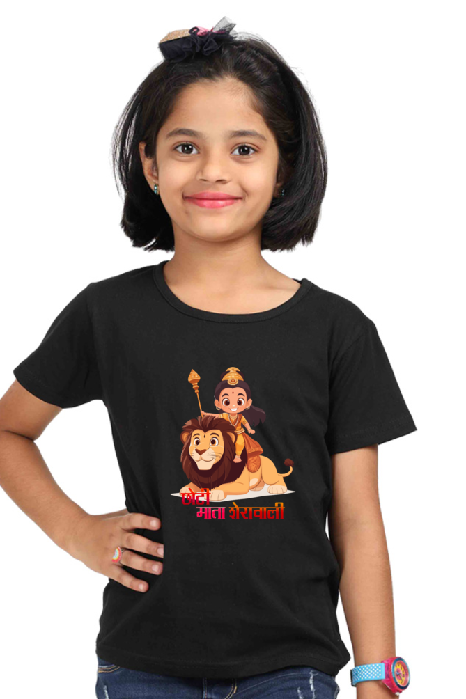 Durga Protector Round Neck Half Sleeve Classic T-Shirts for Girl Vastrdhamm