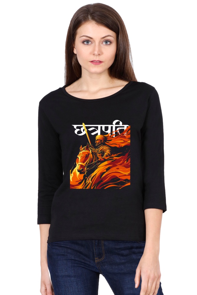 Shivaji Maharaj Legacy Round Neck Full Sleeve T-Shirts for Women Vastrdhamm