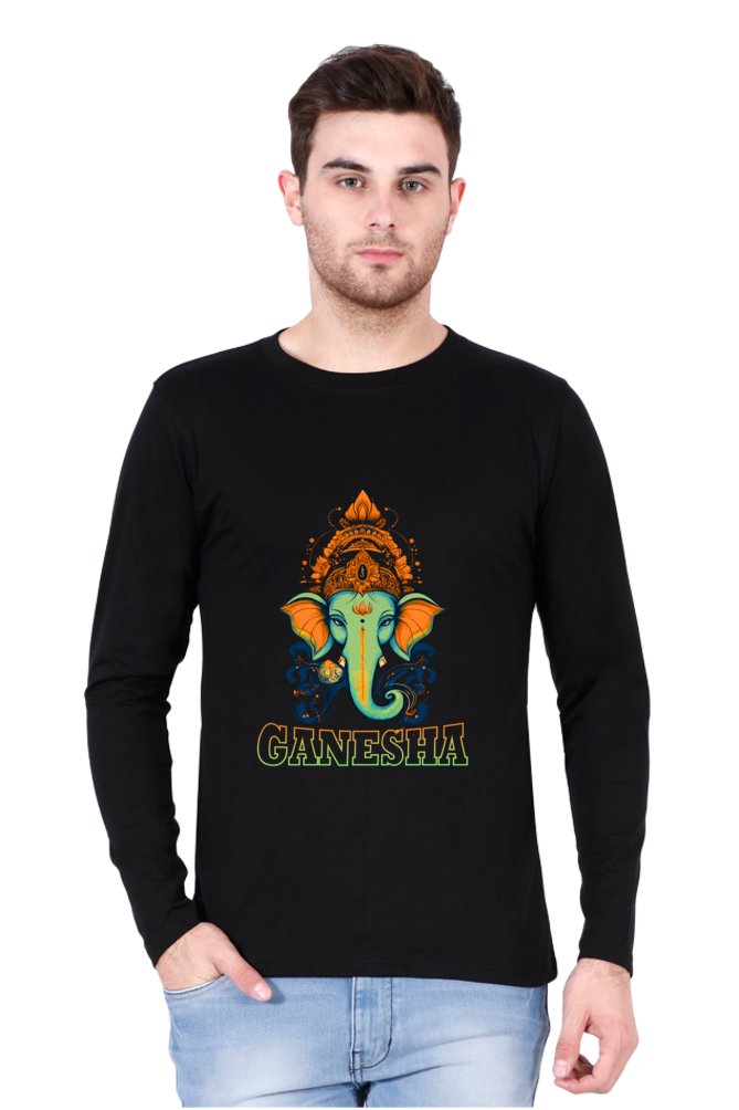 Jai Ganesha Glory Round Neck Full Sleeve T-Shirts for Men Vastrdhamm