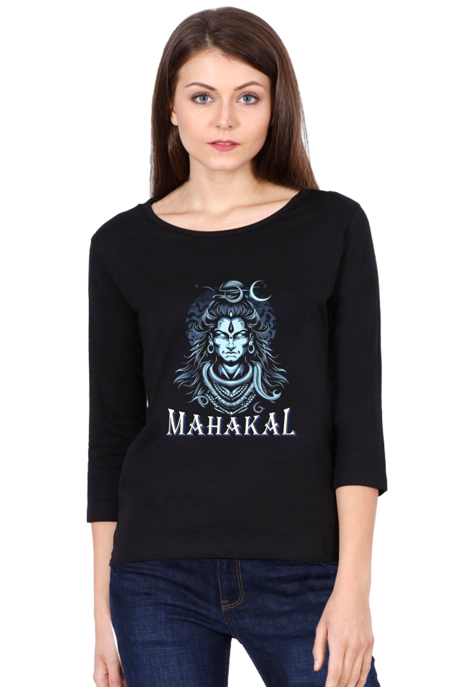 Shiv Ji Eternal Round Neck Full Sleeve T-Shirts for Women Vastrdhamm