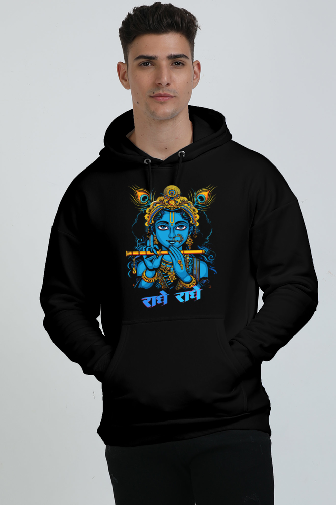 Shree Krishan Govardhan Protector Oversized Hooded Sweatshirt T-Shirts  for Men Vastrdhamm