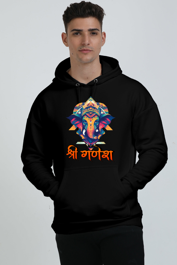 Jai Ganesha Protector Oversized Hooded Sweatshirt T-Shirts for Men Vastrdhamm