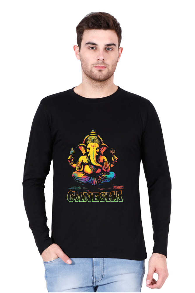 Jai Ganesha Power Round Neck Full Sleeve T-Shirts for Men Vastrdhamm