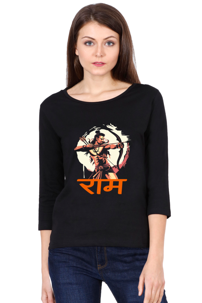 Ram Ji Divine Grace Round Neck Full Sleeve T-Shirts for Women Vastrdhamm