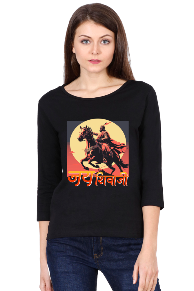 Shivaji Maharaj Valor Round Neck Full Sleeve T-Shirts for Women Vastrdhamm