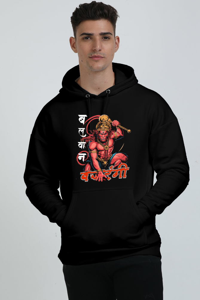 Hanuman Warrior Spirit Oversized Hooded Sweatshirt T-Shirts for Men Vastrdhamm