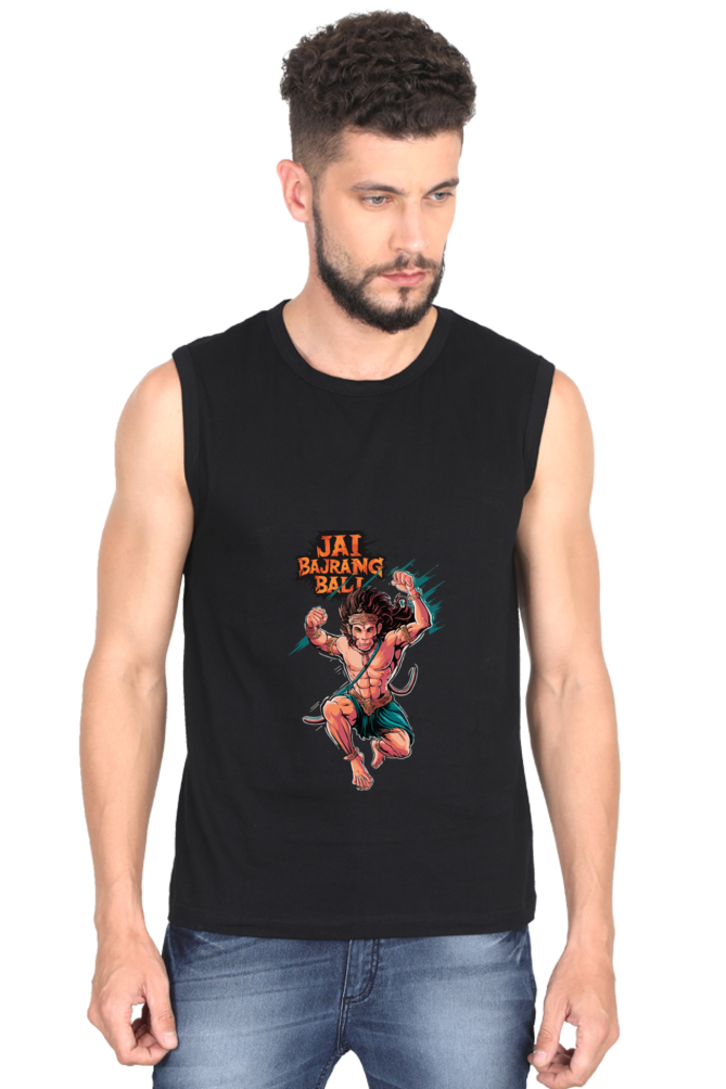 Hanuman Valor Round Neck Sleeveless T-Shirts for Men Vastrdhamm