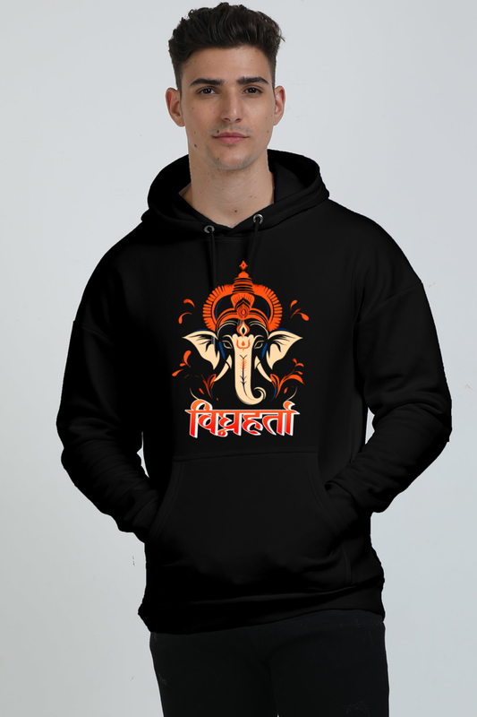 Jai Ganesha Spirit Oversized Hooded Sweatshirt T-Shirts for Men Vastrdhamm