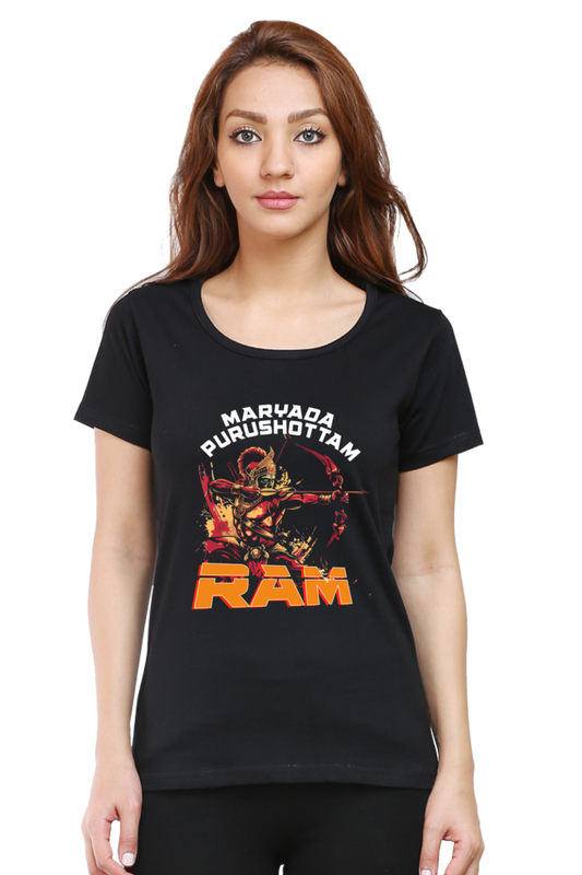 Ram Ji Divine Protector Round Neck Half Sleeve Classic T-Shirts for Women Vastrdhamm