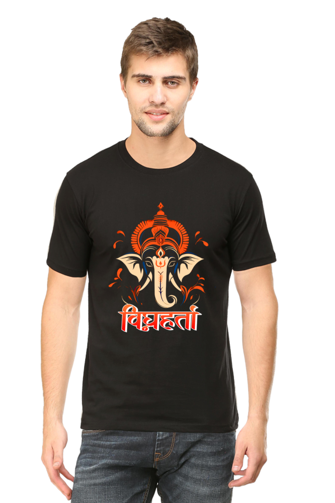 Jai Ganesha Spirit Round Neck Half Sleeve Classic T-Shirts for Men Vastrdhamm