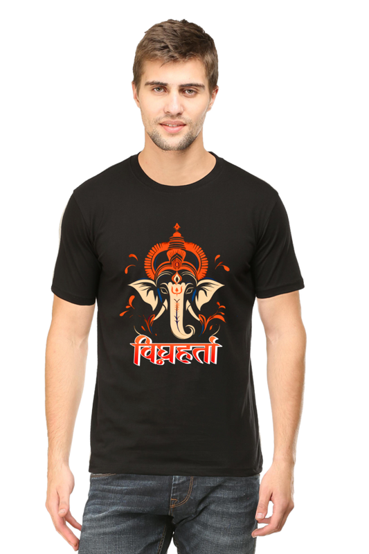 Jai Ganesha Spirit Round Neck Half Sleeve Classic T-Shirts for Men Vastrdhamm