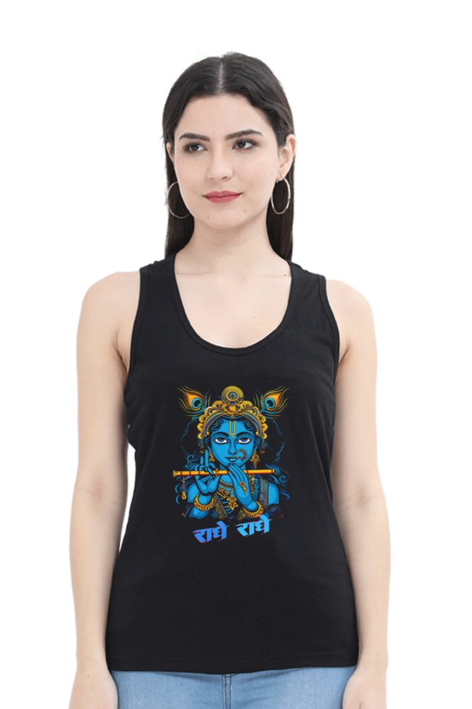 Shree Krishan Flute Melody Tank Top T-Shirts for Women Vastrdhamm