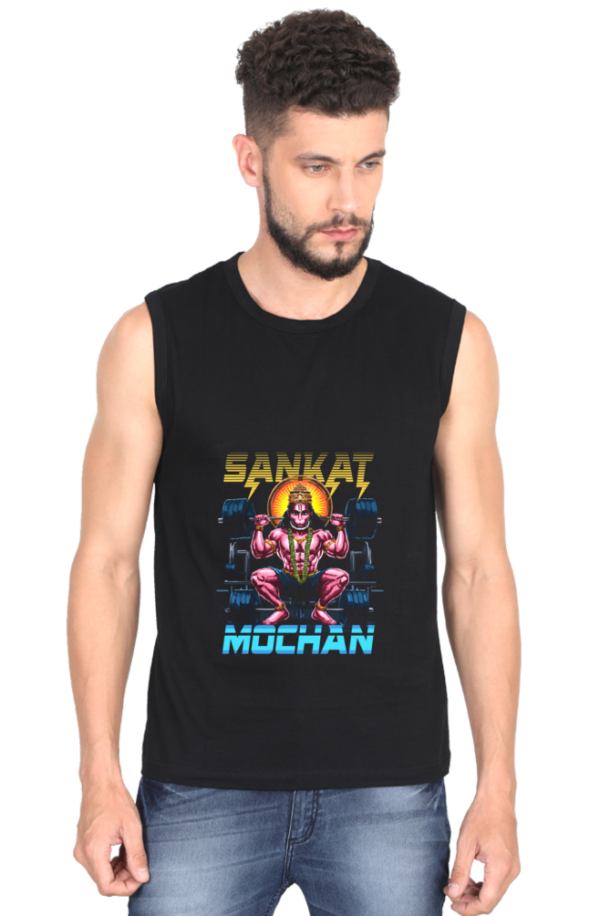 Hanuman Supreme Devotion Round Neck Sleeveless T-Shirts for Men Vastrdhamm