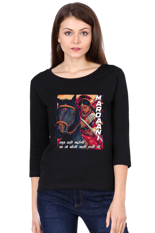 Lakshmi Bai Regal StrengthRound Neck Full Sleeve T-Shirts for Women Vastrdhamm