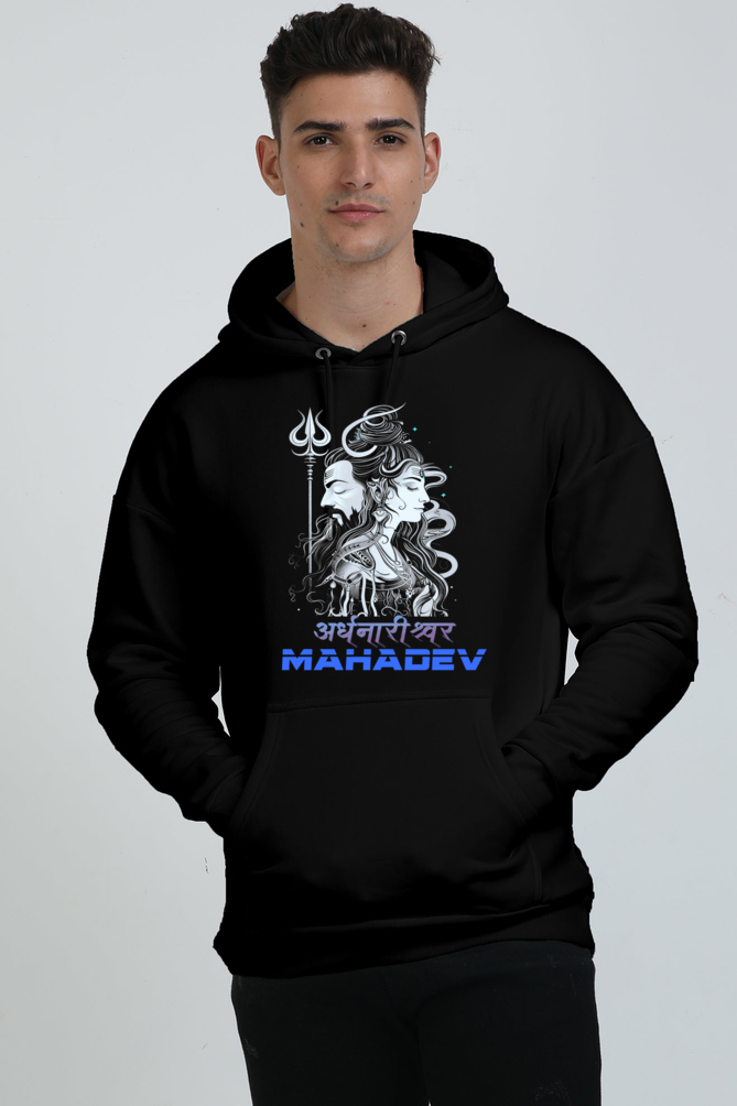 Shiv Ji Blessings Oversized Hooded Sweatshirt T-Shirts  for Men Vastrdhamm