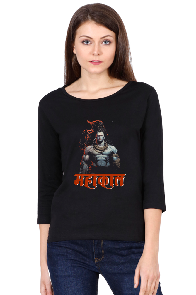 Shiv Ji Shankar Round Neck Full Sleeve T-Shirts for Women Vastrdhamm