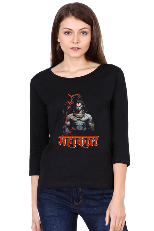 Shiv Ji Shankar Round Neck Full Sleeve T-Shirts for Women Vastrdhamm