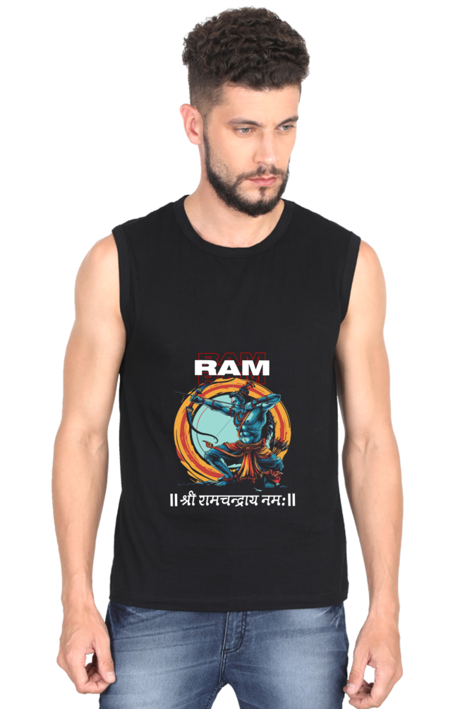 Ram Ji Victory Round Neck Sleeveless T-Shirts  for Men Vastrdhamm