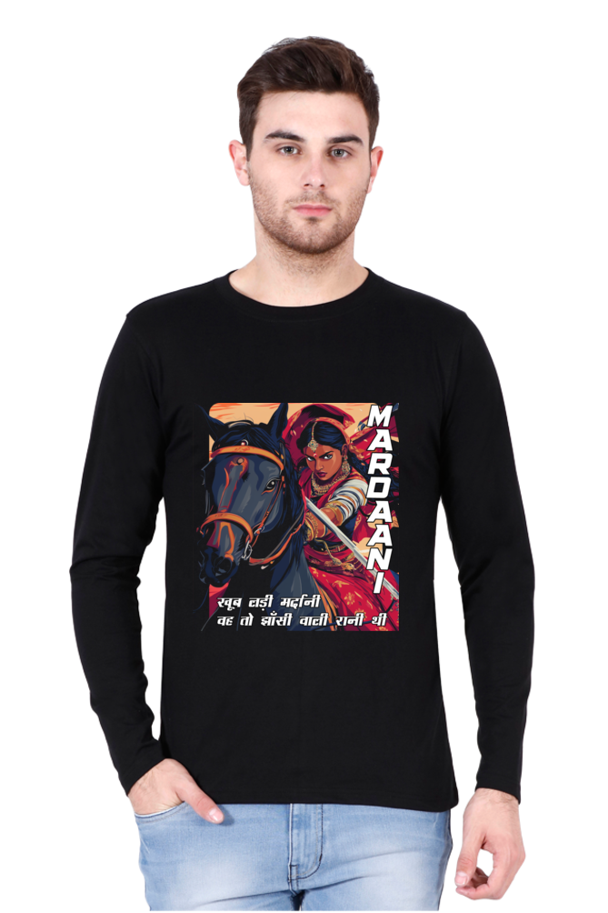 Lakshmi Bai Fierce Defender Round Neck Full Sleeve T-Shirts for Men Vastrdhamm