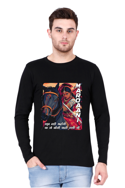 Lakshmi Bai Fierce Defender Round Neck Full Sleeve T-Shirts for Men Vastrdhamm