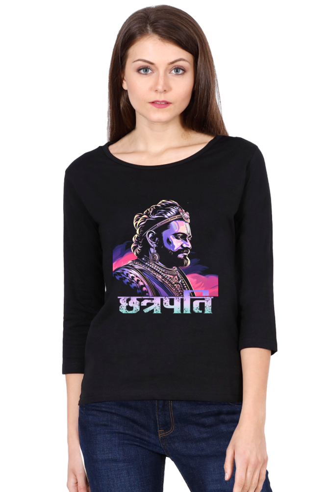 Shivaji Maharaj Courage Round Neck Full Sleeve T-Shirts for Women Vastrdhamm