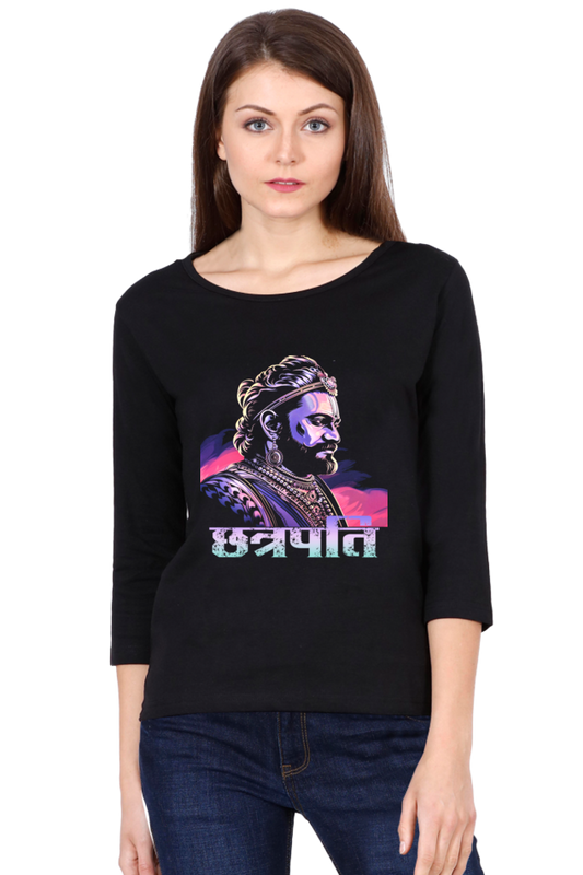 Shivaji Maharaj Courage Round Neck Full Sleeve T-Shirts for Women Vastrdhamm