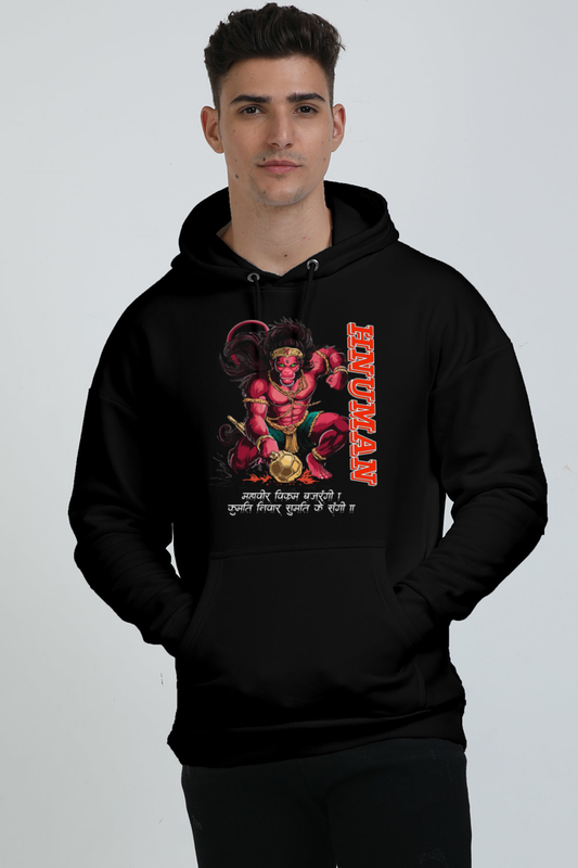 Hanuman Devotion Oversized Hooded Sweatshirt T-Shirts for Men Vastrdhamm