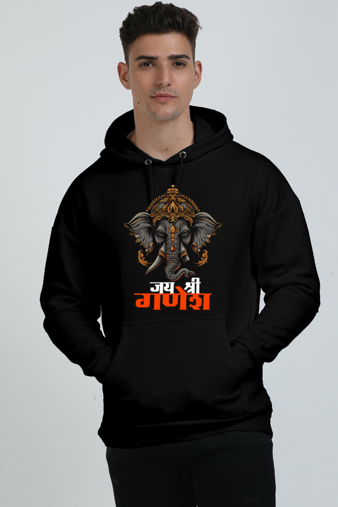 Ganesha Devotion Oversized Hooded Sweatshirt T-Shirts for Men Vastrdhamm