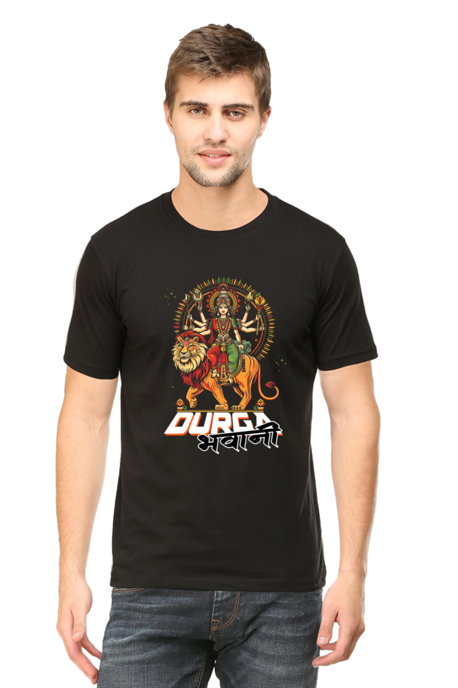 Durga Protector Round Neck Half Sleeve Classic T-Shirts for Men Vastrdhamm