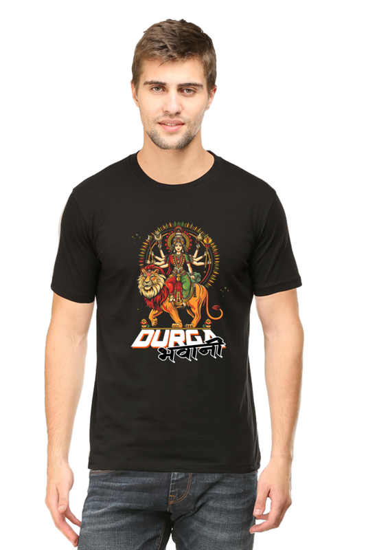 Durga Protector Round Neck Half Sleeve Classic T-Shirts for Men Vastrdhamm