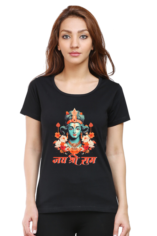 Ram Ji Vanvasi Round Neck Half Sleeve Classic T-Shirts for Women Vastrdhamm