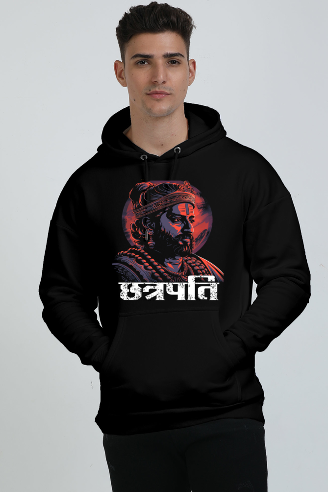 Shivaji Maharaj Warrior Spirit Oversized Hooded Sweatshirt T-Shirts for Men Vastrdhamm