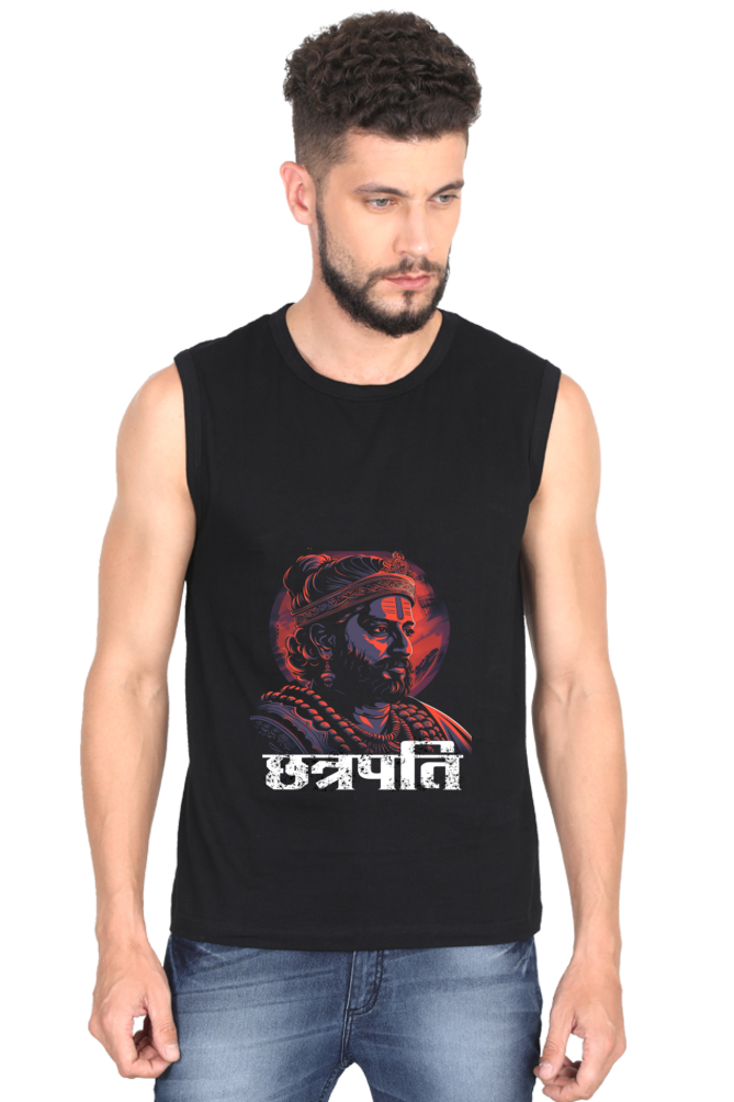 Shivaji Maharaj Courage Round Neck Sleeveless T-Shirts for Men Vastrdhamm