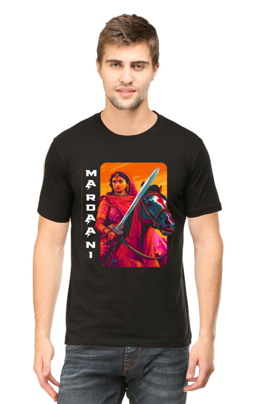 Lakshmi Bai Warrior Spirit Round Neck Half Sleeve Classic T-Shirts for Men Vastrdhamm