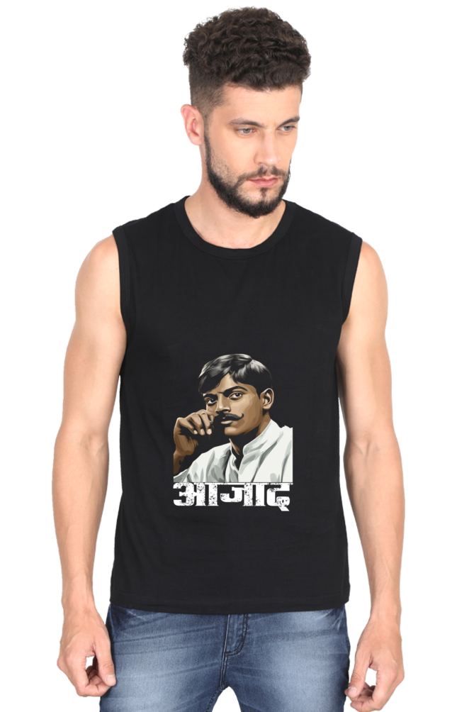 Chandra Shekhar Azad Courage Round Neck Sleeveless T-Shirts for Men Vastrdhamm