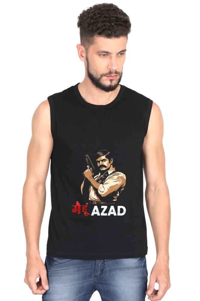 Chandra Shekhar Azad Revolution Round Neck Sleeveless T-Shirts for Men Vastrdhamm