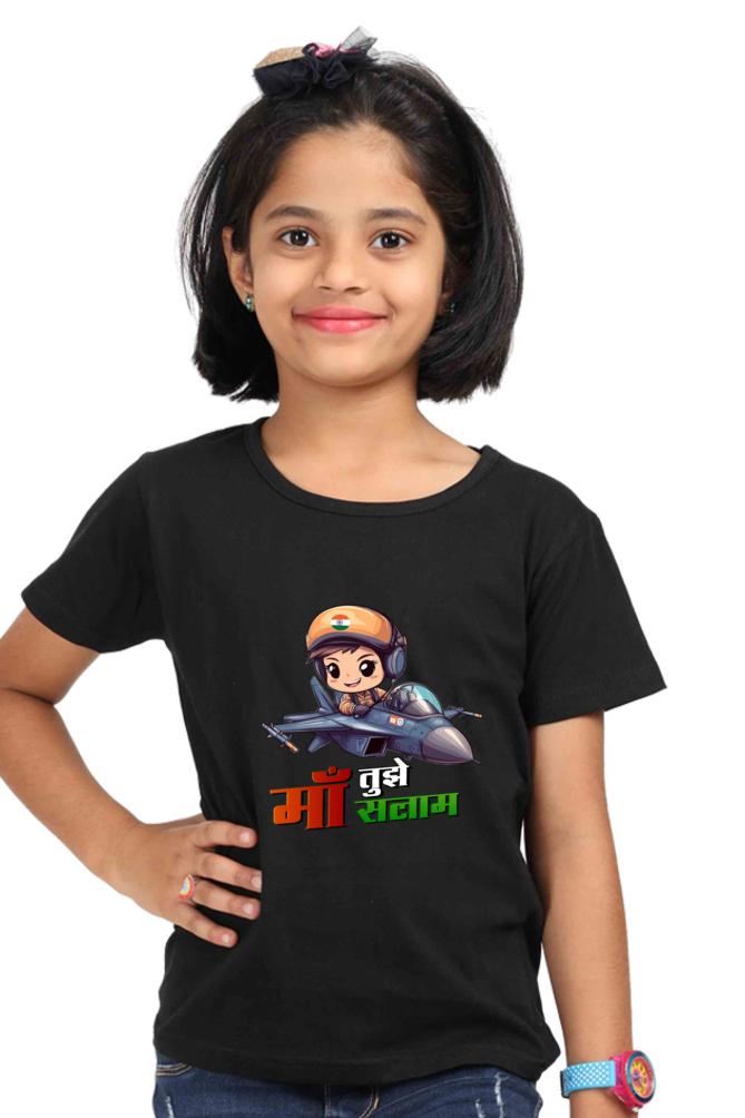 Republic Day Pride Round Neck Half Sleeve Classic T-Shirts for Girls Vastrdhamm