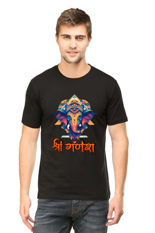 Jai Ganesha Protector Round Neck Half Sleeve Classic T-Shirts for Men Vastrdhamm