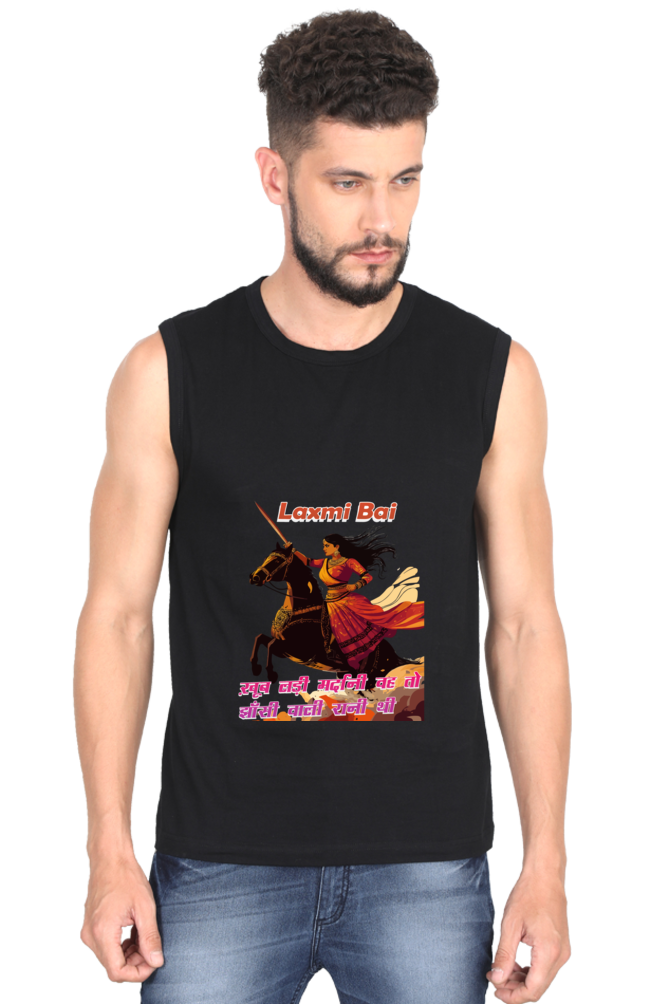 Lakshmi Bai Fierce Defender Round Neck Sleeveless T-Shirts for Men Vastrdhamm