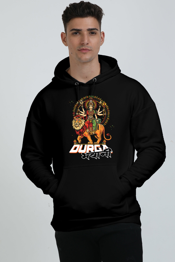 Durga Protector Oversized Hooded Sweatshirt T-Shirts for Men Vastrdhamm