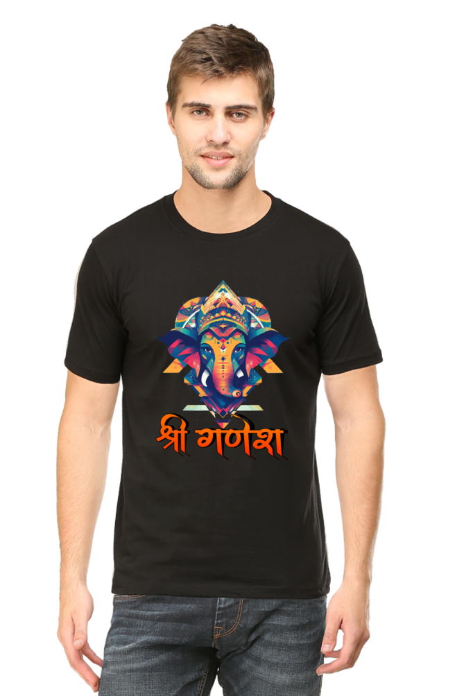 Jai Ganesha Protector Round Neck Half Sleeve Classic T-Shirts for Men Vastrdhamm