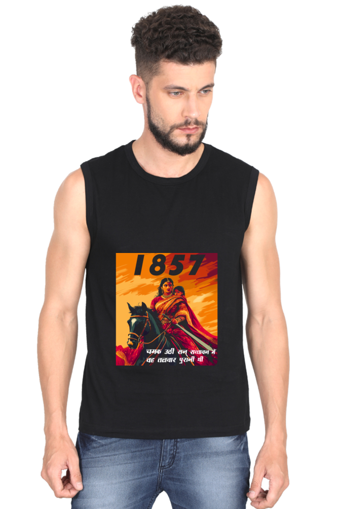 Lakshmi Bai Regal Strength Round Neck Sleeveless T-Shirts for Men Vastrdhamm