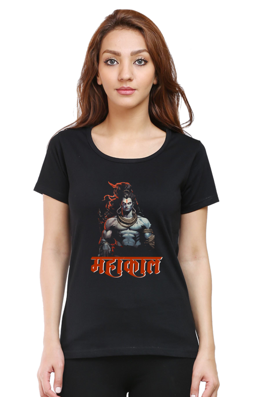 Shiv Ji Shankar Round Neck Half Sleeve Classic T-Shirts for Women Vastrdhamm